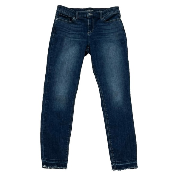 Lucky Brand Ava Capri Crop Skinny Jeans Dark Wash Mid Rise 8/29 Raw Hems Stretch - Picture 1 of 9
